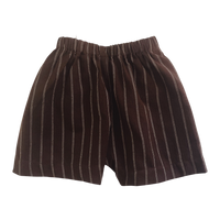 chocolate brown with cream double stripe  . shortys