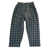 olive green and blue check . peasy pants