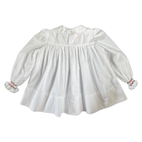 size 12 months white with red and green smocking dress